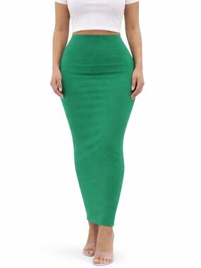 Naked Wardrobe Emerald Green Bodycon maxi Skirt Size M High Waisted Stretch